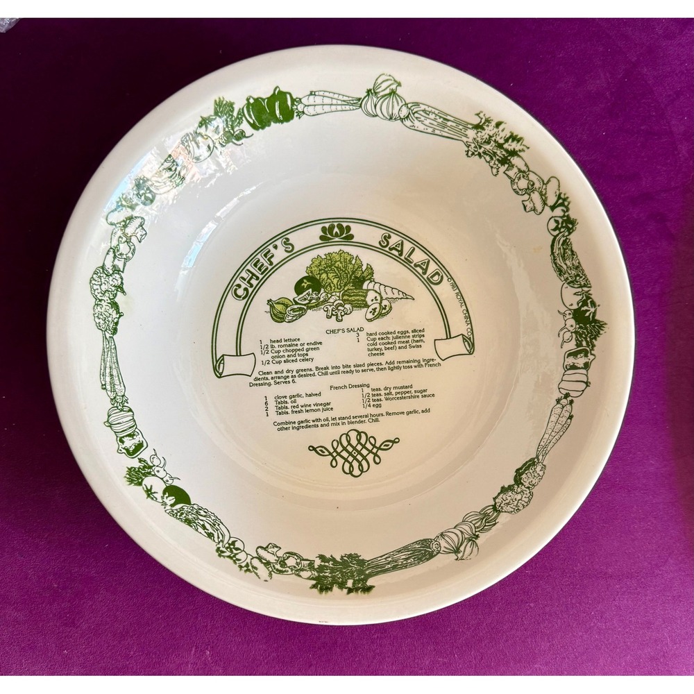 Vtg 1983 ROYAL CHINA Garden Classic CHEF'S SALAD Recipe Serving Bowl MCM Cottage